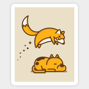 Fox and Lazy Dog Sticker